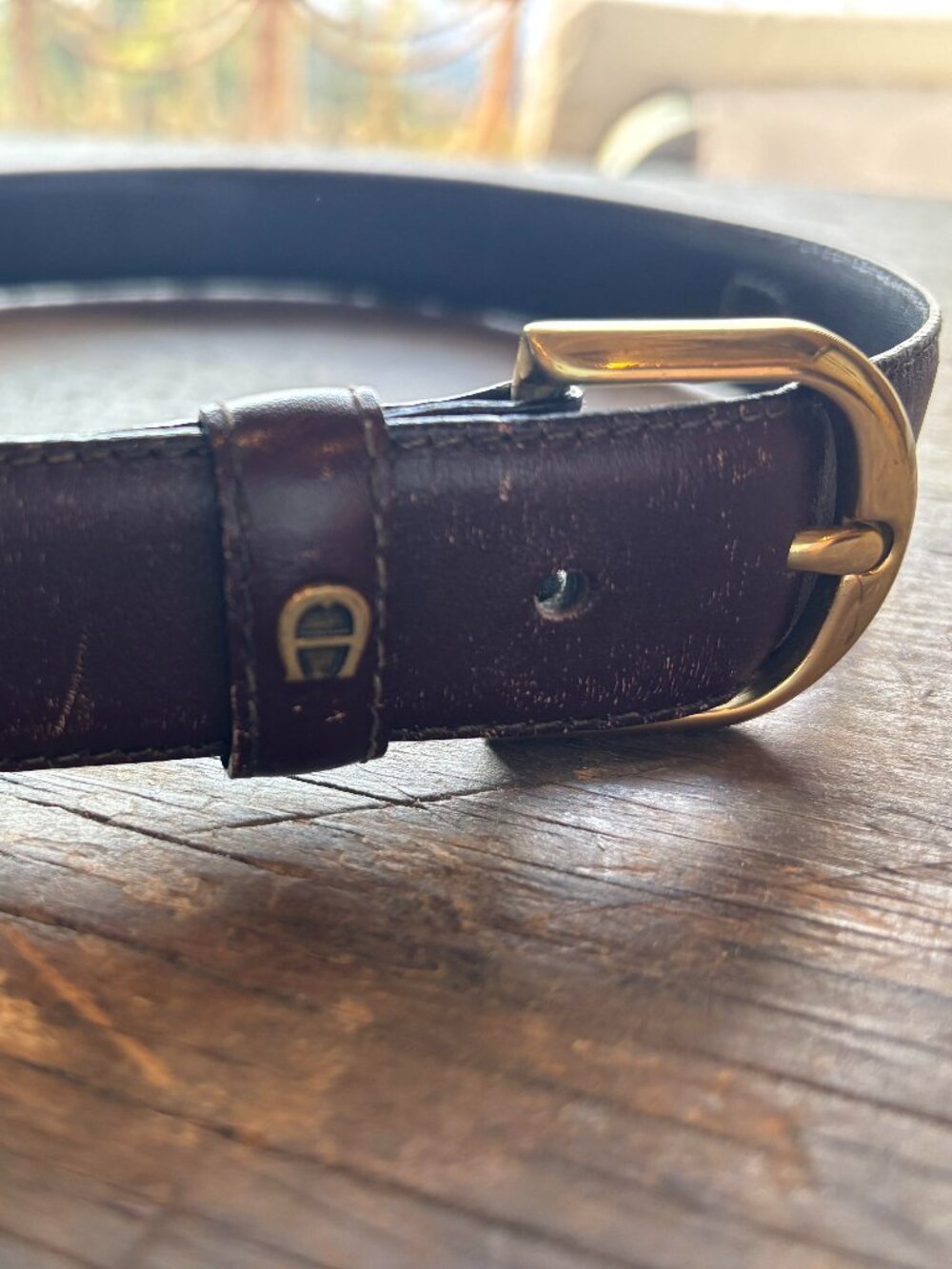 VINTAGE ENTIENNE AIGNER BROWN LEATHER BELT EQUESTRIAN DESIGN